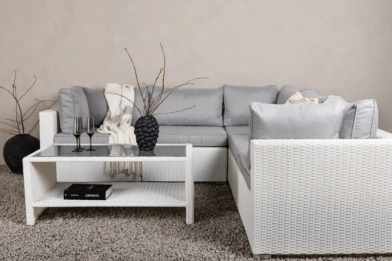 Amazon loungesofa utendørs - Grå/hvit - Hagemøbler - Loungemøbler - Loungesett