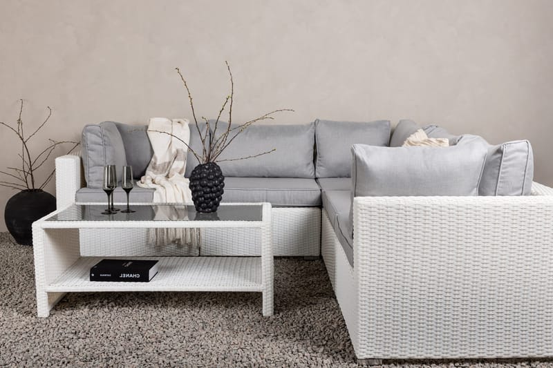 Amazon loungesofa utendørs - Grå/hvit - Hagemøbler - Loungemøbler - Loungesett