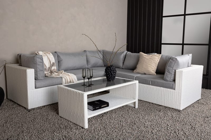 Amazon loungesofa utendørs - Grå/hvit - Hagemøbler - Loungemøbler - Loungesett