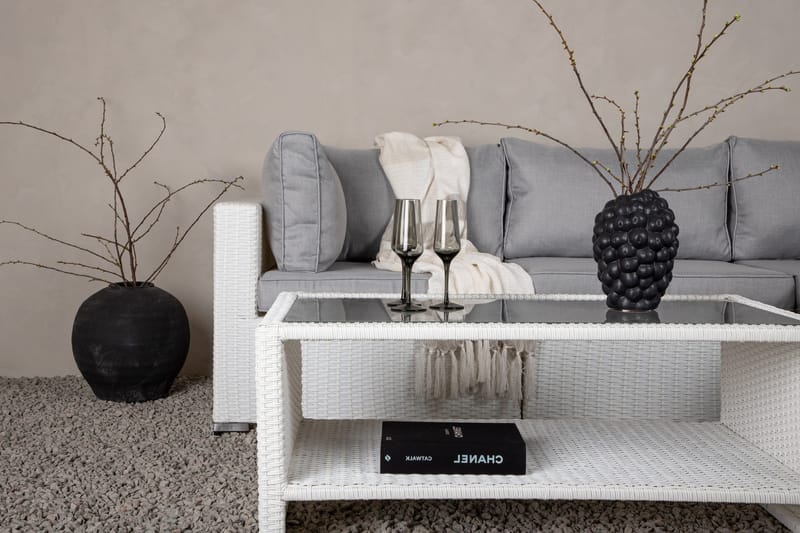 Amazon loungesofa utendørs - Grå/hvit - Hagemøbler - Loungemøbler - Loungesett