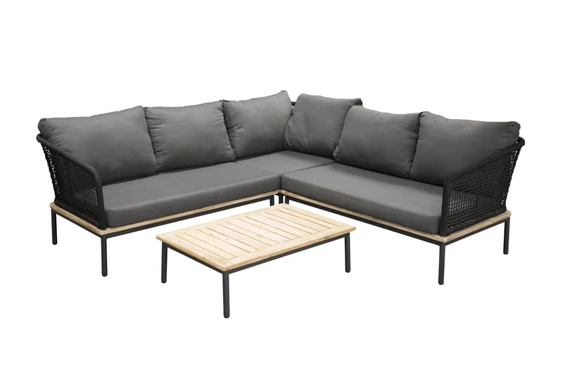 Andorra Hjørnesofa - Svart/Grå - Hagemøbler - Loungemøbler - Loungesett