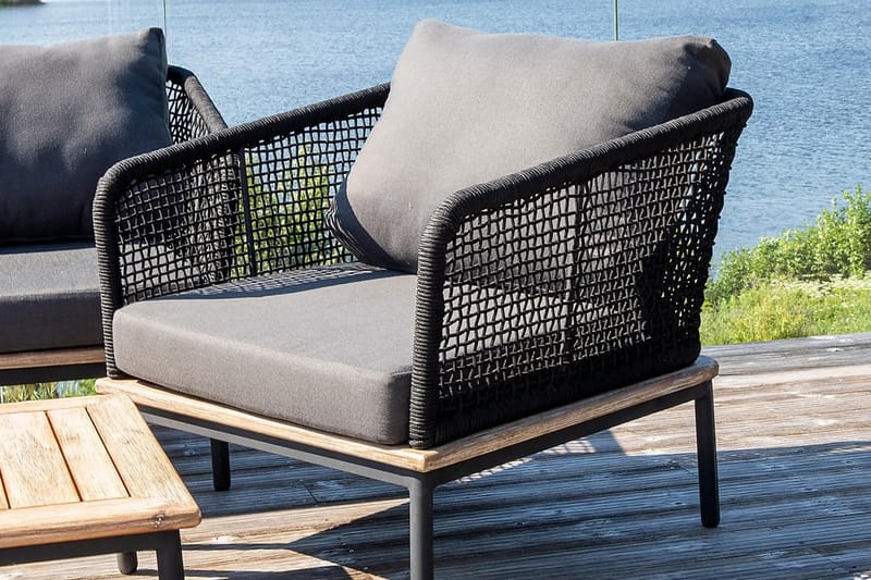 Andorra Loungegruppe Svart/Grå - Venture Home - Verandamøbler - Sofagruppe utendørs - Loungesett