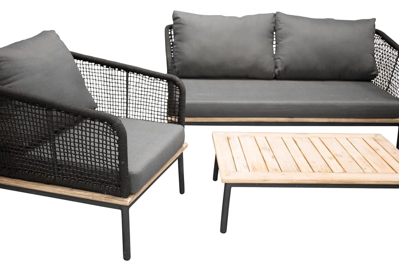 Andorra Loungegruppe Svart/Grå - Venture Home - Verandamøbler - Sofagruppe utendørs - Loungesett