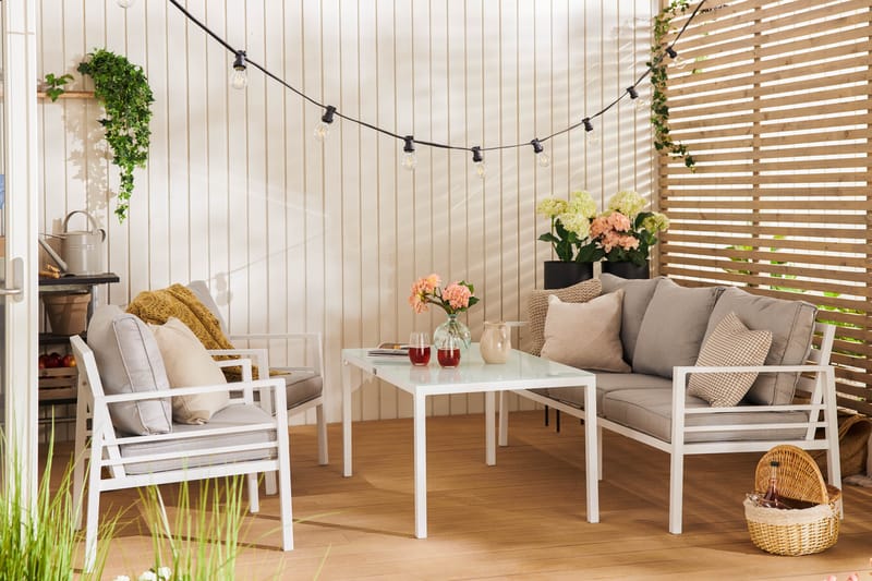 Ariany Sofagruppe - Hvit/Grå - Hagemøbler - Loungemøbler - Loungesett