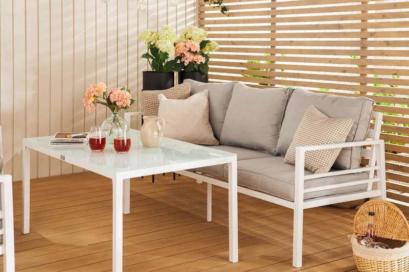 Ariany Sofagruppe - Hvit/Grå - Hagemøbler - Loungemøbler - Loungesett