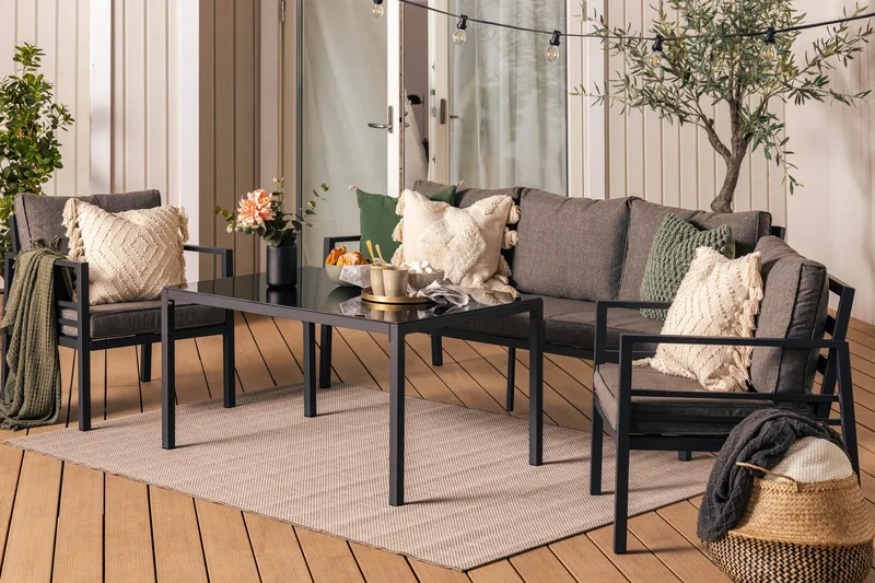 Ariany Sofagruppe - Svart/Grå - Hagemøbler - Loungemøbler - Loungesett