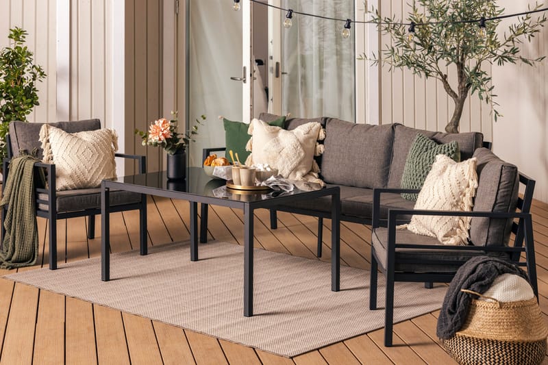 Ariany Sofagruppe - Svart/Grå - Hagemøbler - Loungemøbler - Loungesett