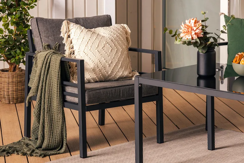 Ariany Sofagruppe - Svart/Grå - Hagemøbler - Loungemøbler - Loungesett