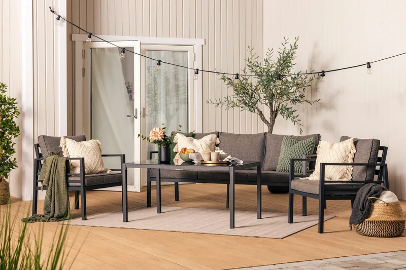 Ariany Sofagruppe - Svart/Grå - Hagemøbler - Loungemøbler - Loungesett
