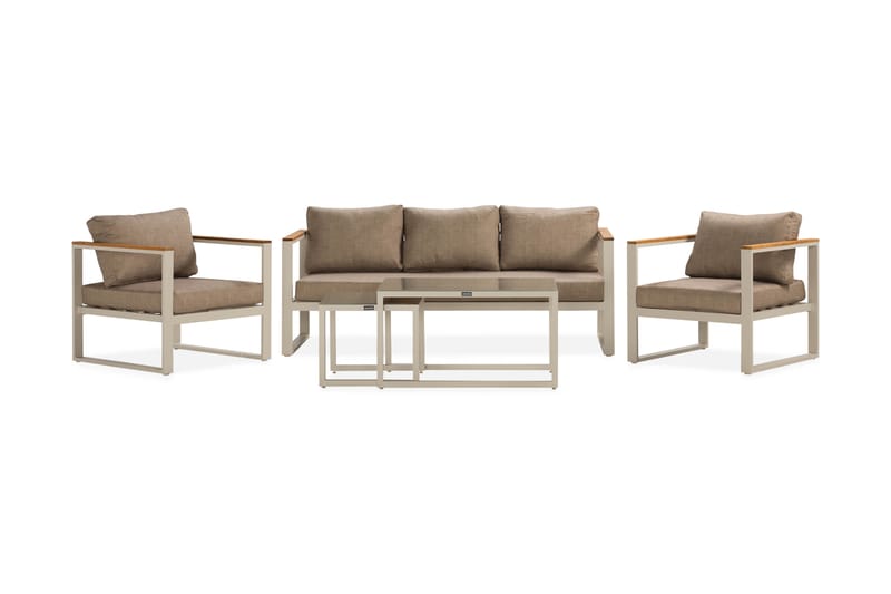 Aspvik Sofagruppe 5-seter - Beige/Grå - Hagemøbler - Loungemøbler - Loungesett