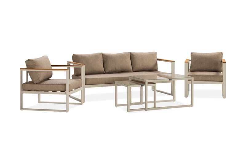 Aspvik Sofagruppe 5-seter - Beige/Grå - Hagemøbler - Loungemøbler - Loungesett