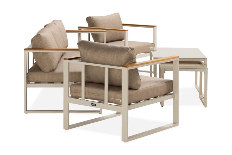 Aspvik Sofagruppe 5-seter - Beige/Grå - Hagemøbler - Loungemøbler - Loungesett