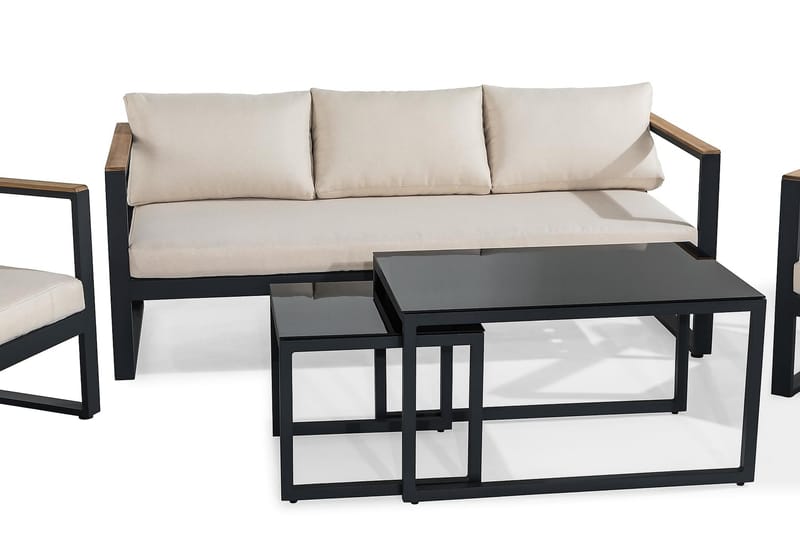 Aspvik Sofagruppe - Svart/Teak - Hagemøbler - Loungemøbler - Loungesett