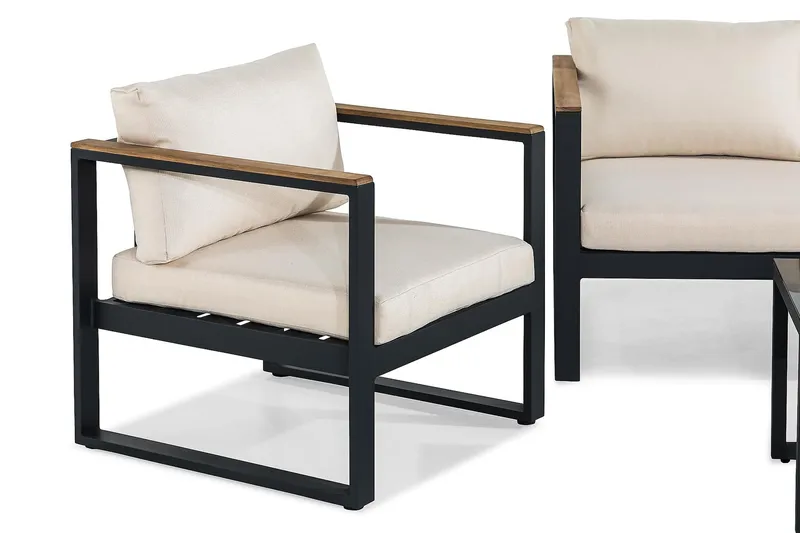 Aspvik Sofagruppe - Svart/Teak - Hagemøbler - Loungemøbler - Loungesett