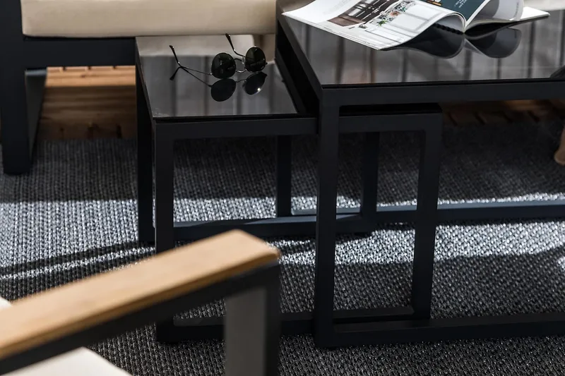 Aspvik Sofagruppe - Svart/Teak - Hagemøbler - Loungemøbler - Loungesett