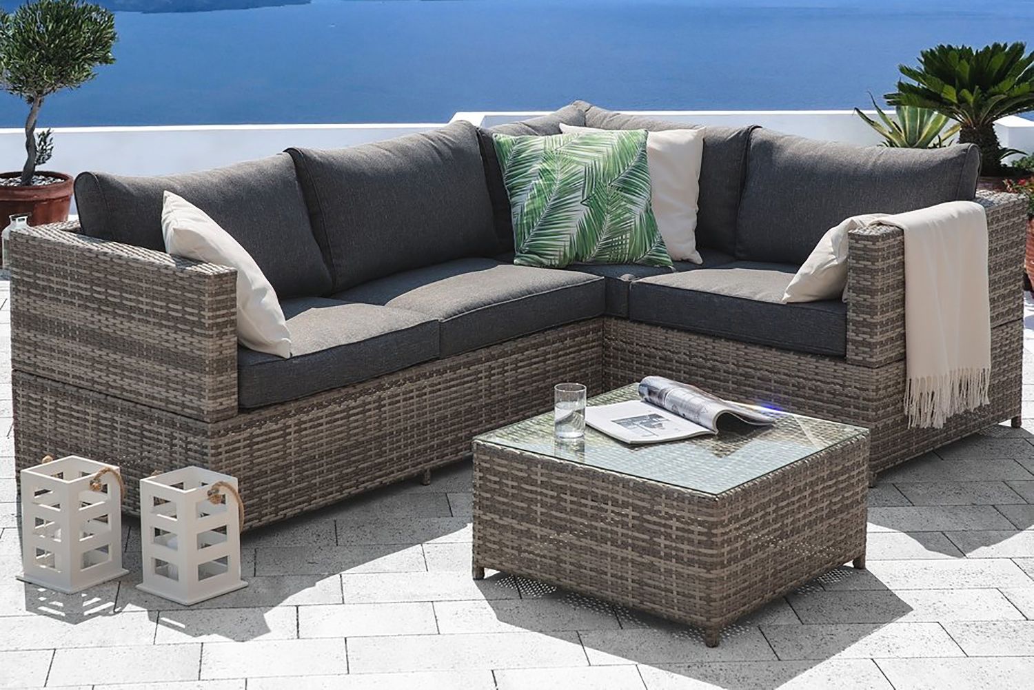 Avola Loungegruppe 212 cm - Grå - Hagemøbler - Loungemøbler - Loungesett