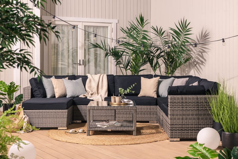 Bahamas 3h, 3m, 1div, 1 H-Bord - Kunstrotting Grå - Hage - Utemiljø - Veranda & terrasse - Verandamøbler