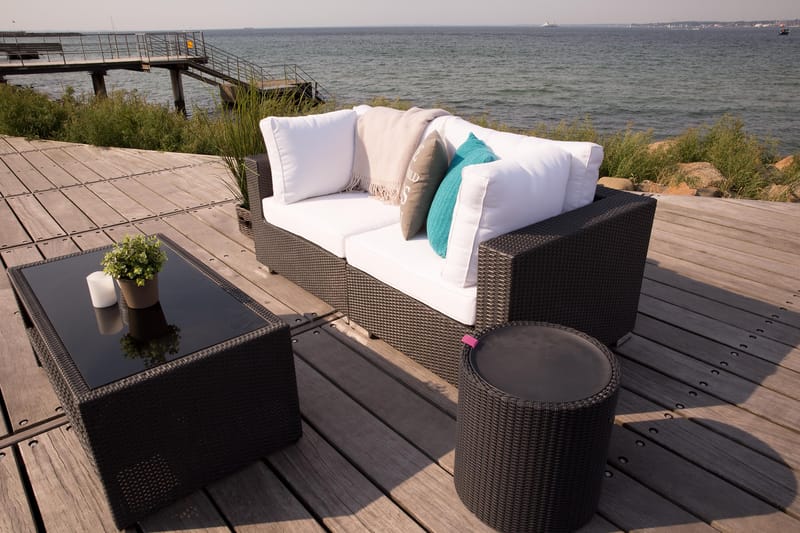 Bahamas Loungegrupp 2 Pers. Bord m Hylle - Svart - Hage - Utemiljø - Veranda & terrasse - Verandamøbler