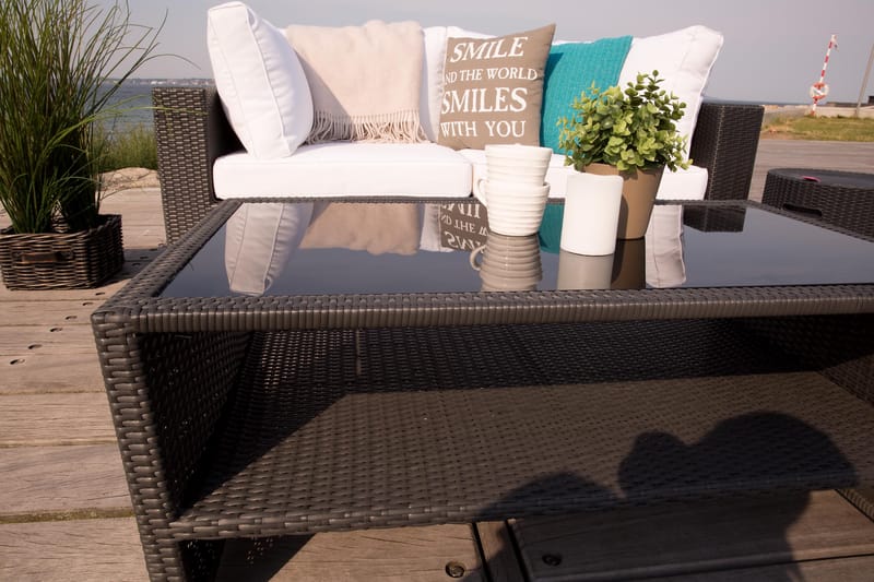 Bahamas Loungegrupp 2 Pers. Bord m Hylle - Svart - Hage - Utemiljø - Veranda & terrasse - Verandamøbler