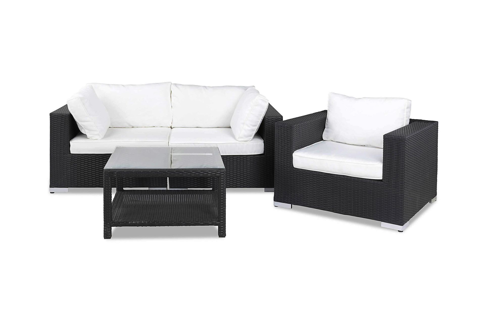 Bahamas Loungegrupp 3 Pers. Bord 75x75 - Lenestol Svart - Hage - Utemiljø - Veranda & terrasse - Verandamøbler