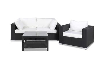 Bahamas Loungegrupp 3 Pers. Bord 75x75 - Lenestol Svart - Hage - Utemiljø - Veranda & terrasse - Verandamøbler