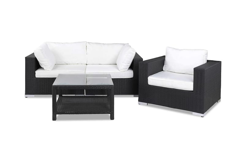 Bahamas Loungegrupp 3 Pers. Bord 75x75 - Lenestol Svart - Hage - Utemiljø - Veranda & terrasse - Verandamøbler