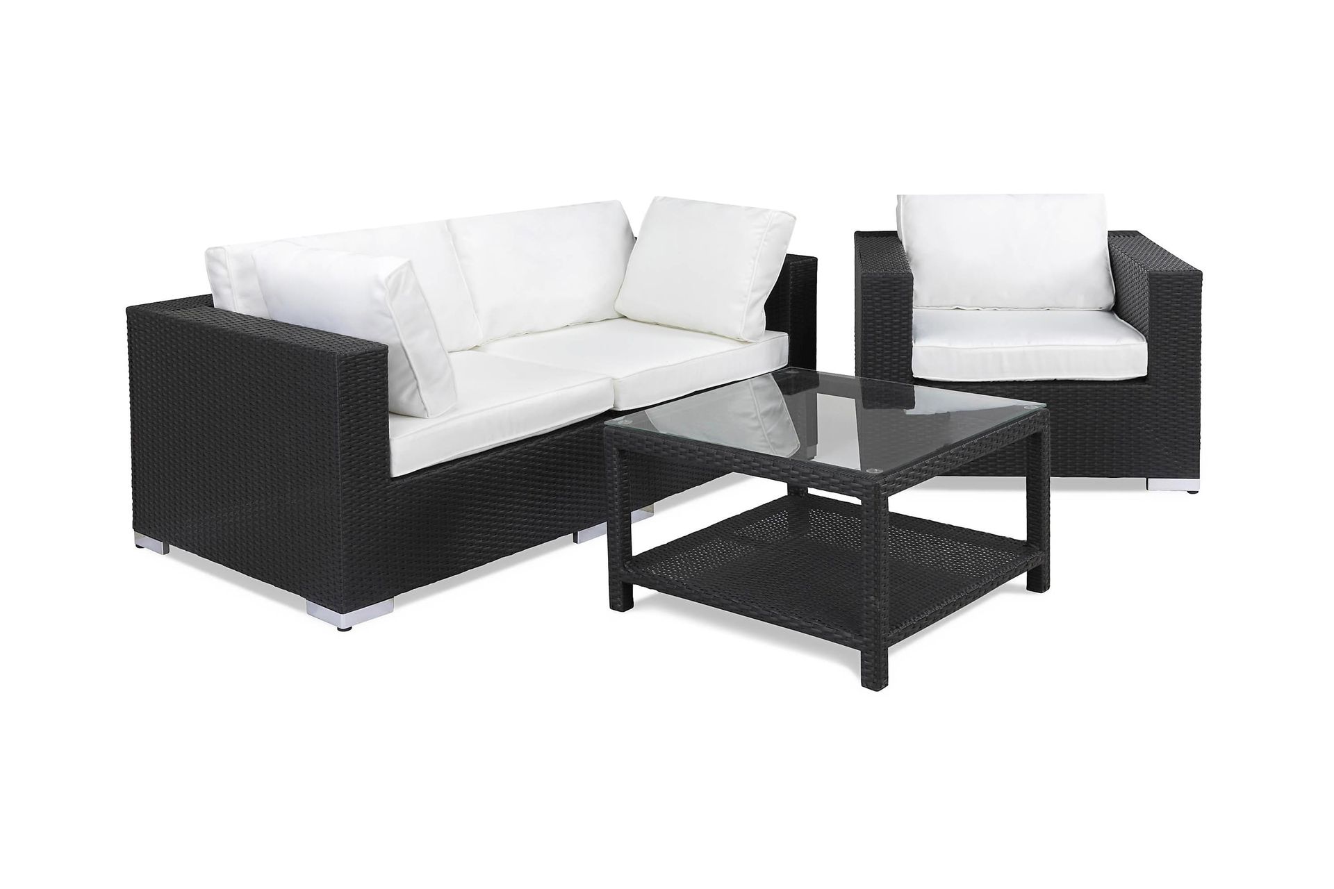 Bahamas Loungegrupp 3 Pers. Bord 75x75 - Lenestol Svart - Hage - Utemiljø - Veranda & terrasse - Verandamøbler