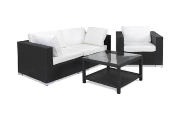 Bahamas Loungegrupp 3 Pers. Bord 75x75 - Lenestol Svart - Hage - Utemiljø - Veranda & terrasse - Verandamøbler