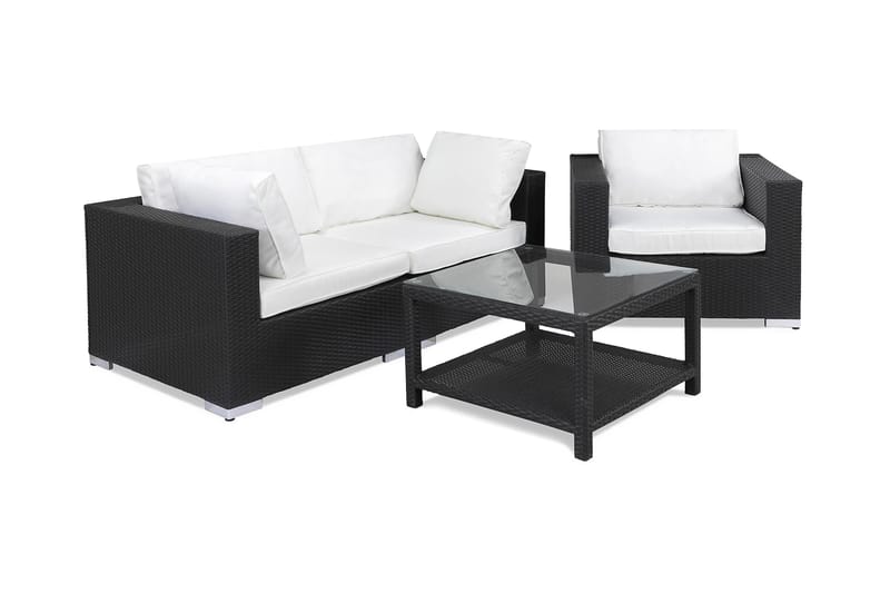 Bahamas Loungegrupp 3 Pers. Bord 75x75 - Lenestol Svart - Hage - Utemiljø - Veranda & terrasse - Verandamøbler