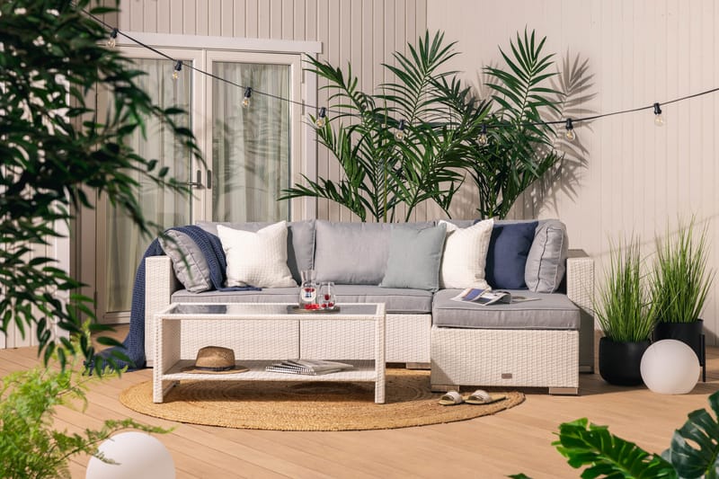 Bahamas Loungegrupp Hvit 4 - Kunstrotting - Hage - Utemiljø - Veranda & terrasse - Verandamøbler