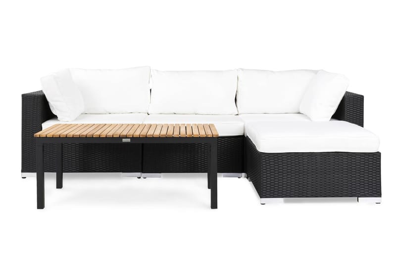 Bahamas Loungegrupp svart 4 - Kunstrotting - Verandamøbler - Sofagruppe utendørs - Loungesett