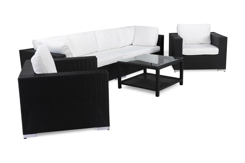 Bahamas Loungegruppe 1 Kunstrotting - Svart - Verandamøbler - Sofagruppe utendørs - Loungesett