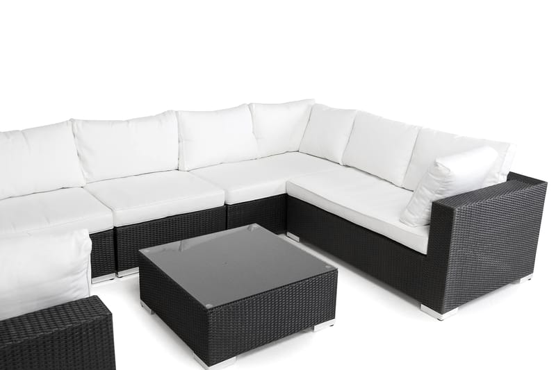 Bahamas Loungegruppe 10-seter Divan/Bord - Svart - Verandamøbler - Sofagruppe utendørs - Loungesett
