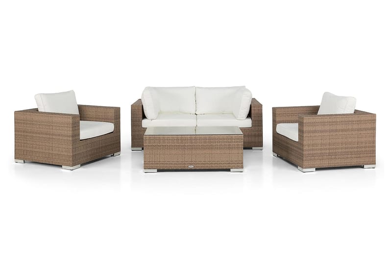 Bahamas Loungegruppe 2 - Kunstrotting Sand - Verandamøbler - Sofagruppe utendørs - Loungesett