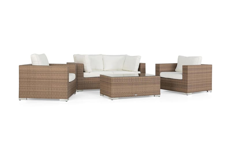 Bahamas Loungegruppe 2 - Kunstrotting Sand - Verandamøbler - Sofagruppe utendørs - Loungesett
