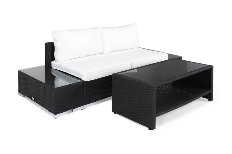 Bahamas Loungegruppe 2 Pers 1 Bord m Hylle - 2 Avslutninger Svart - Hage - Utemiljø - Veranda & terrasse - Verandamøbler