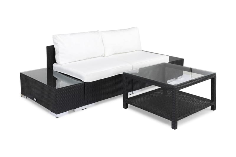 Bahamas Loungegruppe 2 Pers 1 Bord 75x75 - 2 Avslutninger Svart - Verandamøbler - Sofagruppe utendørs - Loungesett