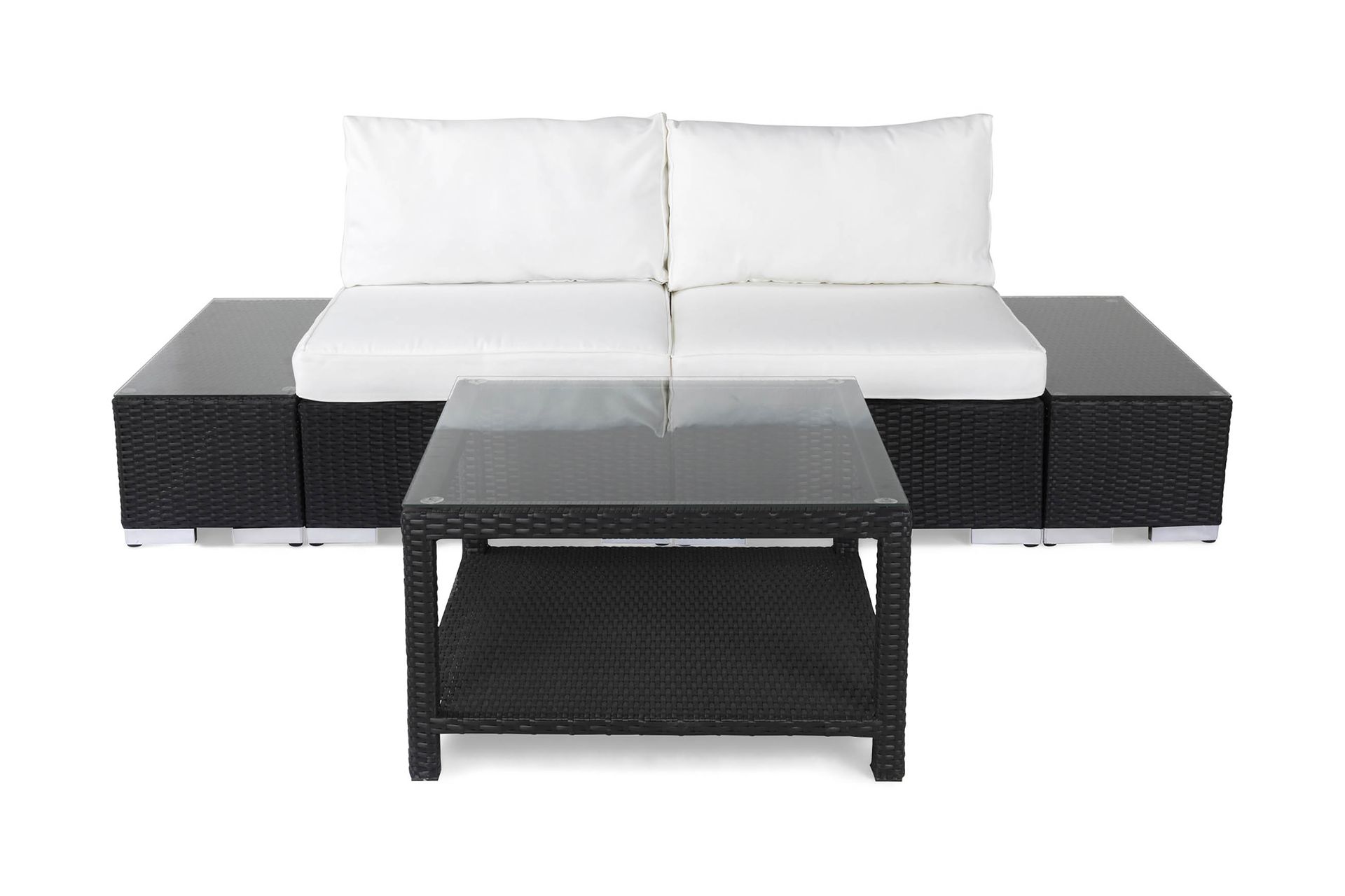 Bahamas Loungegruppe 2 Pers 1 Bord 75x75 - 2 Avslutninger Svart - Hage - Utemiljø - Veranda & terrasse - Verandamøbler
