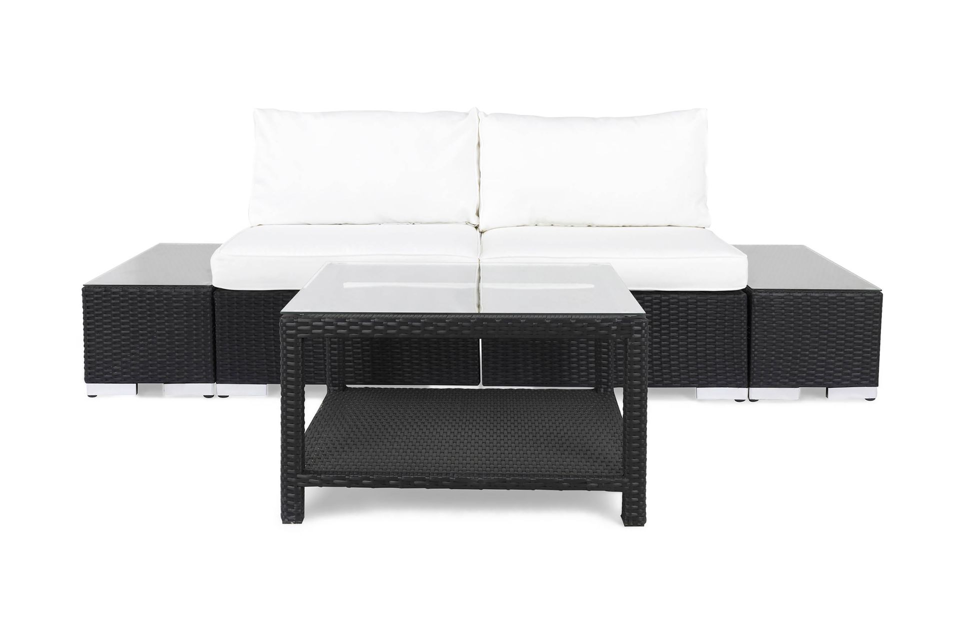 Bahamas Loungegruppe 2 Pers 1 Bord 75x75 - 2 Avslutninger Svart - Hage - Utemiljø - Veranda & terrasse - Verandamøbler