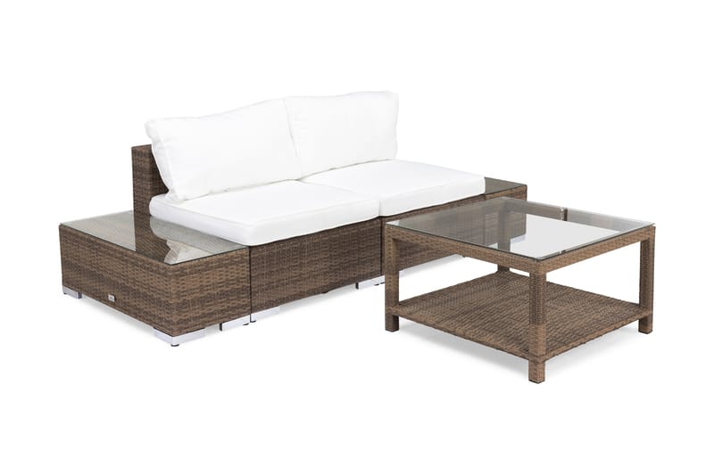 Bahamas Loungegruppe 2 Pers 1 Bord 75x75 - 2 Avslutninger Sand - Verandamøbler - Sofagruppe utendørs - Loungesett