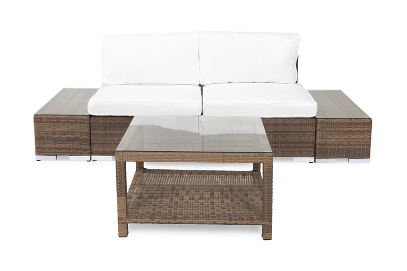 Bahamas Loungegruppe 2 Pers 1 Bord 75x75 - 2 Avslutninger Sand - Verandamøbler - Sofagruppe utendørs - Loungesett