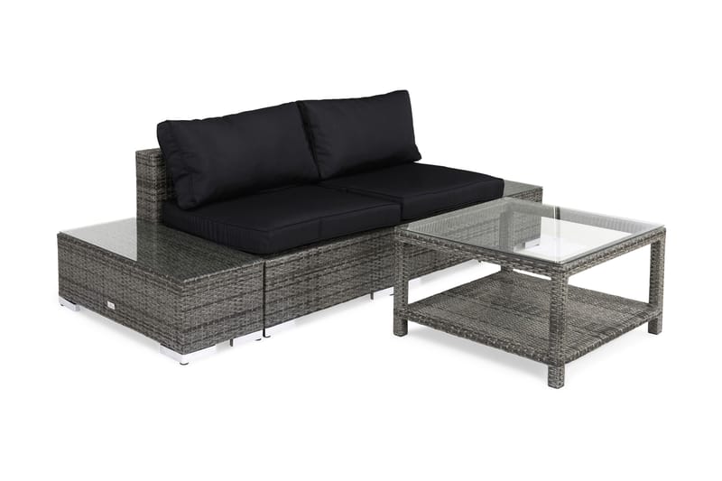 Bahamas Loungegruppe 2 Pers 1 Bord 75x75 - 2 Avslutninger Grå - Hage - Utemiljø - Veranda & terrasse - Verandamøbler