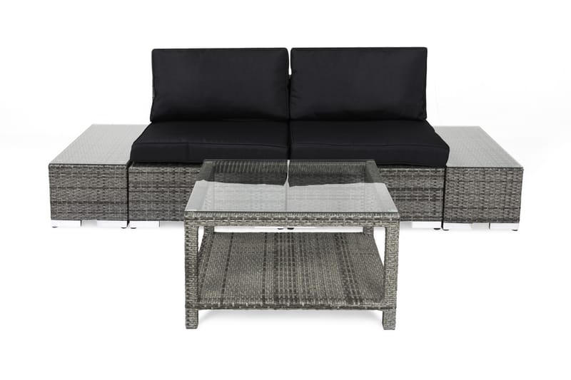 Bahamas Loungegruppe 2 Pers 1 Bord 75x75 - 2 Avslutninger Grå - Hage - Utemiljø - Veranda & terrasse - Verandamøbler