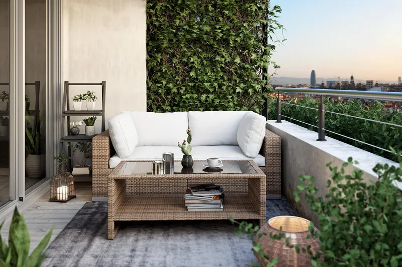 Bahamas Loungegruppe 2 Pers. Bord m Hylle - Sand - Hage - Utemiljø - Veranda & terrasse - Verandamøbler