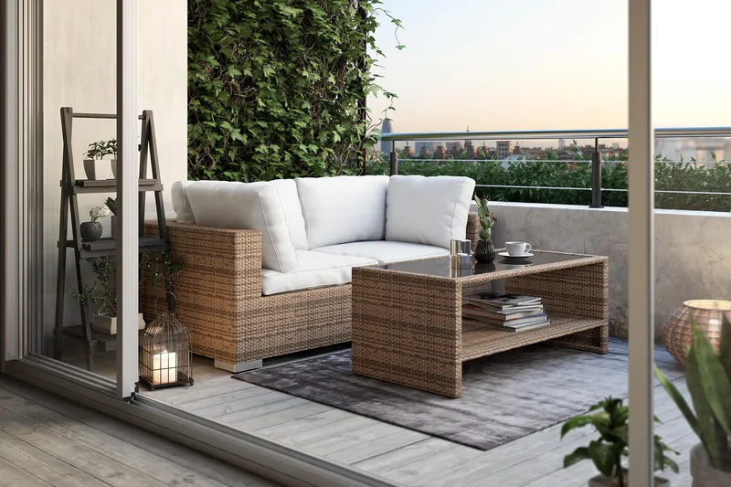 Bahamas Loungegruppe 2 Pers. Bord m Hylle - Sand - Hage - Utemiljø - Veranda & terrasse - Verandamøbler