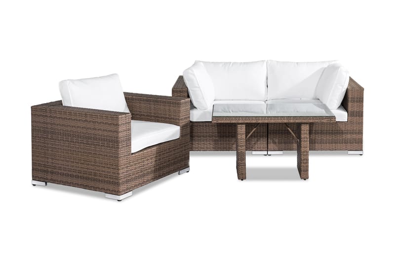 Bahamas Loungegruppe 3-seter - Sand Bord Lenestol - Verandamøbler - Sofagruppe utendørs - Loungesett
