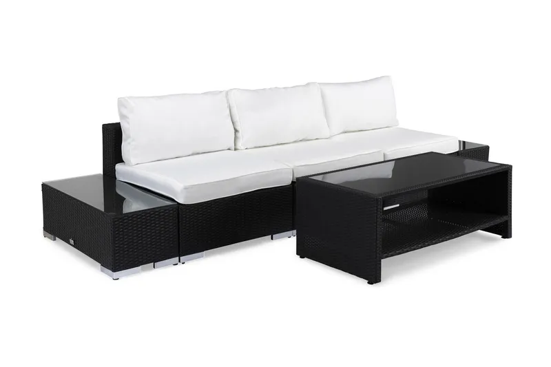 Bahamas Loungegruppe 3 Pers 1 Bord m Hylle - 2 Avslutninger Svart - Hage - Utemiljø - Veranda & terrasse - Verandamøbler