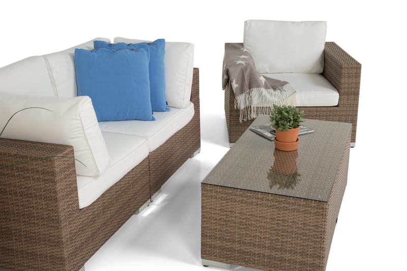 Bahamas Loungegruppe 3 Pers. Bord - Lenestol Sand - Verandamøbler - Sofagruppe utendørs - Loungesett