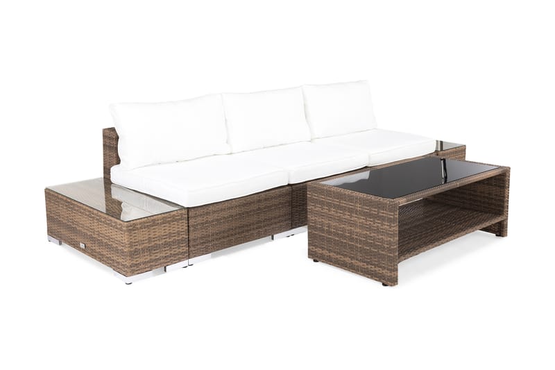 Bahamas Loungegruppe 3 Pers 1 Bord m Hylle - 2 Avslutninger Sand - Hage - Utemiljø - Veranda & terrasse - Verandamøbler