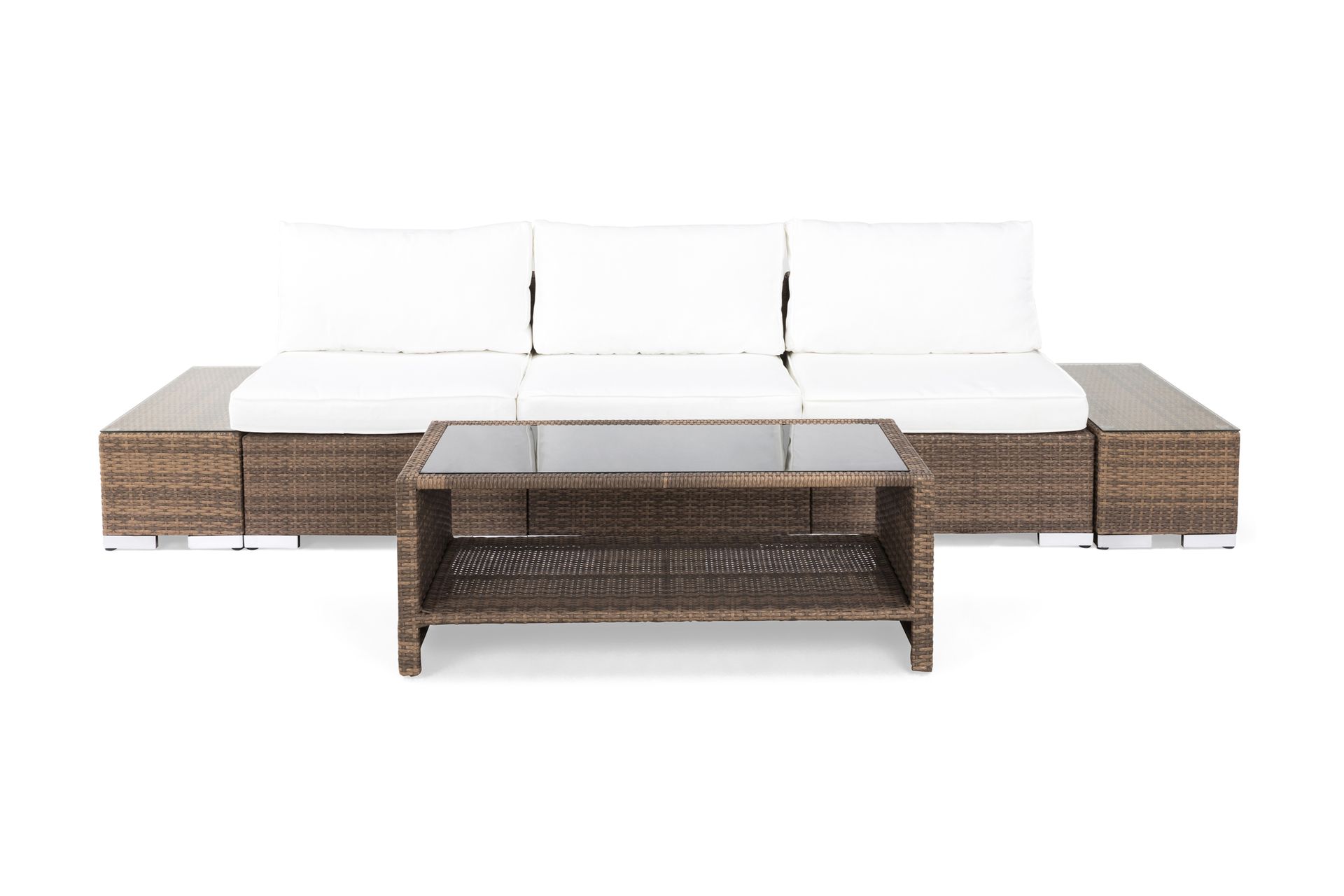 Bahamas Loungegruppe 3 Pers 1 Bord m Hylle - 2 Avslutninger Sand - Hage - Utemiljø - Veranda & terrasse - Verandamøbler